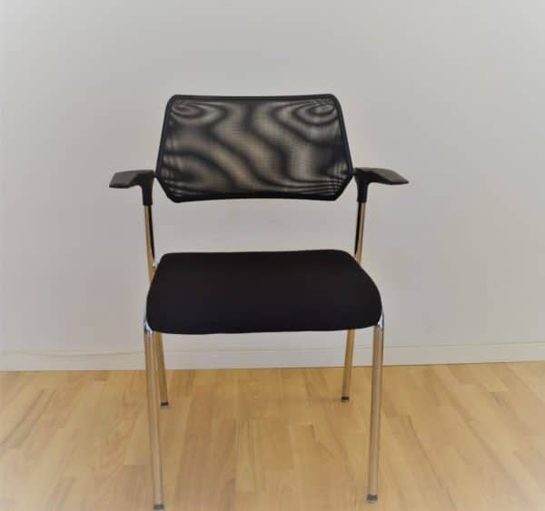1 stk - Interstuhl MITOS mødebordsstol - krom stel / sort stof - SPAR 80 %