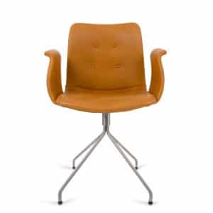 Bent Hansen Primum Armchair – Cognac Adrian Læder – Rustfrit Stål Drejestel