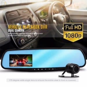 Dashcam bakspejl med front/bak kamera (Fuld HD og Nightvision)