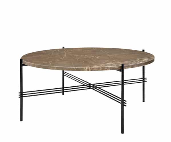 Gubi TS Coffee Table - Large Dia.80cm. - Brun Marmor Sort Stel