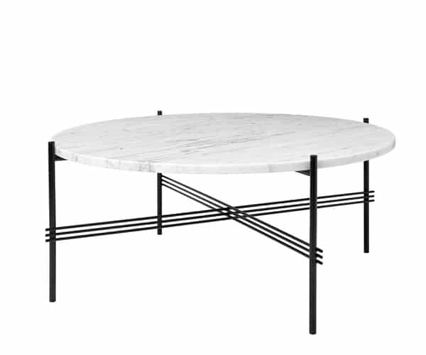 Gubi TS Coffee Table - Large Dia.80cm. - Hvid Marmor Sort Stel