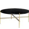 Gubi TS Coffee Table - Large Dia.80cm. - Sort Marmor Messing Stel