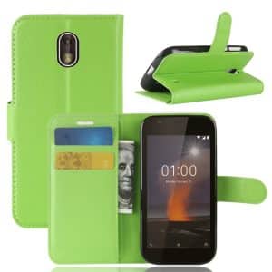 Nokia 1 – Læder cover / pung – Grøn