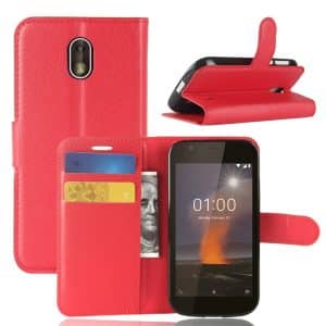 Nokia 1 – Læder cover / pung – Rød
