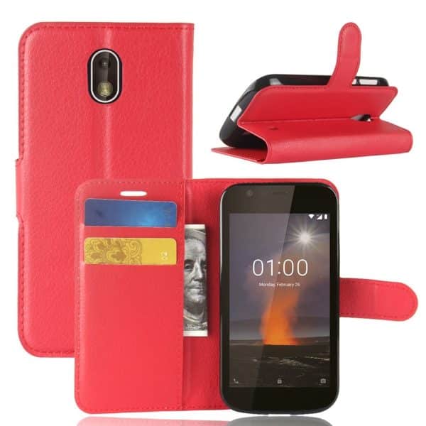 Nokia 1 - Læder cover / pung - Rød