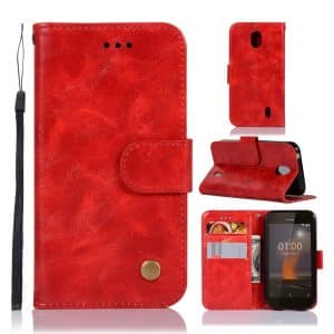 Nokia 1 – Vintage læder cover/pung – Rød