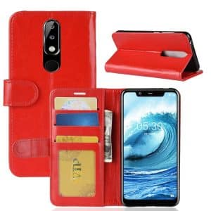 Nokia 5.1 Plus – Læder cover / taske – Rød