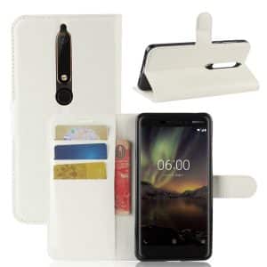 Nokia 6/6.1 (2018) – Læder cover / pung – Hvid