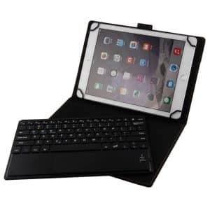 iPad Pro 9.7 – Universal Bluetooth/trådløs Tastatur DANSK layout m/aftagelig læder etui/cover – Sort