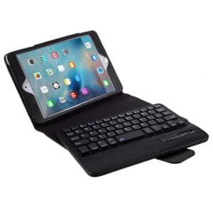 iPad mini 5 (2019) / mini 4/3/2/1 – Bluetooth/trådløs Tastatur DANSK layout m/aftagelig læder etui/cover – Sort
