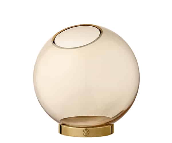 AYTM GLOBE Round Glass Vase - Medium - Amber&Gold