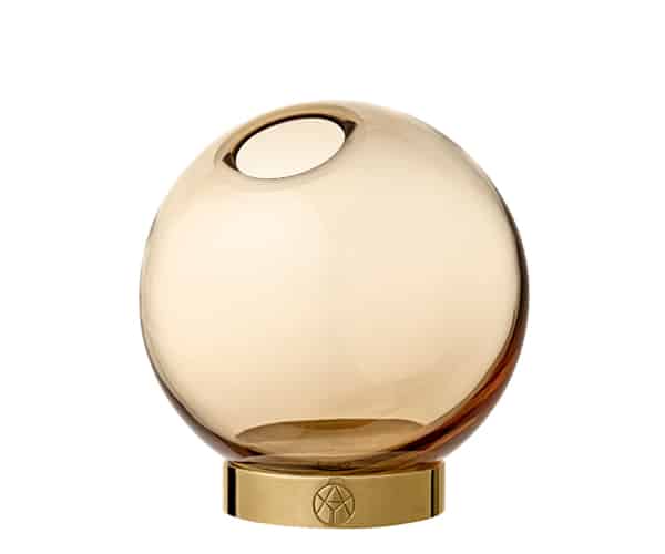AYTM GLOBE Round Glass Vase - Mini - Amber&Gold