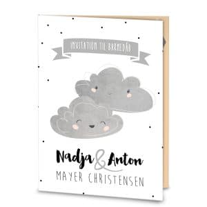 Dåbsinvitation | Baby Twins Clouds