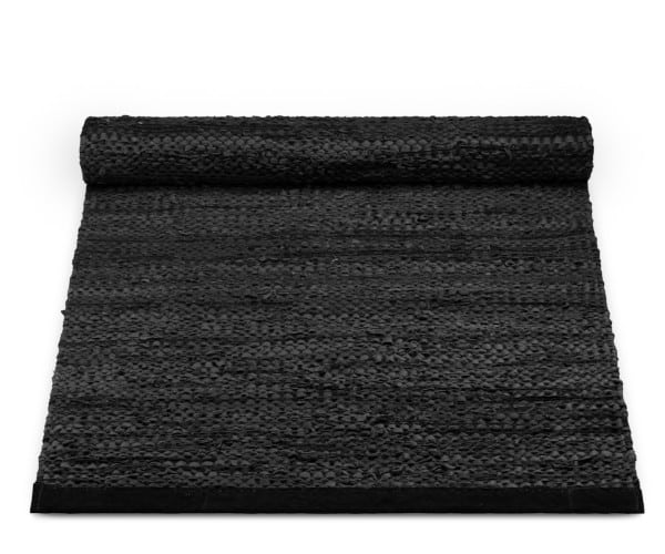 Rug Solid læder tæppe - 140x200 - Black