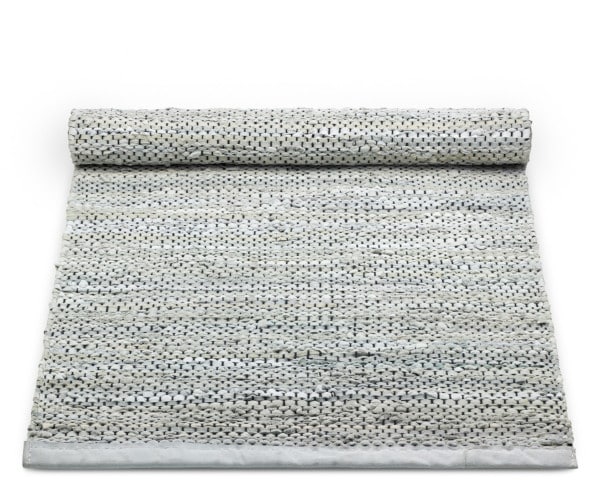 Rug Solid læder tæppe - 200x300 - Light Grey
