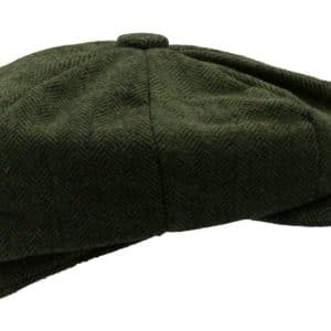 Bakerboy hat, grøn herringbone uldmix