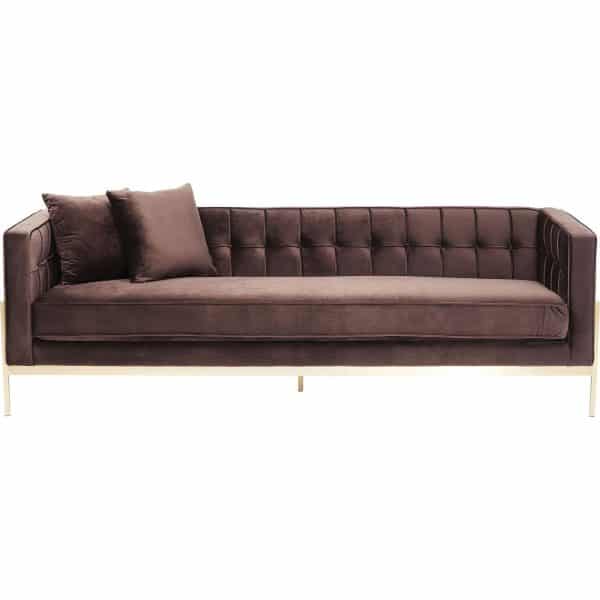 KARE DESIGN Loft Brown 3-personers sofa - brunt stof/messing stål, m. armlæn