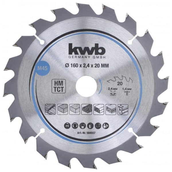 KWB Rundsavsklinge, TCT, medium, Ø160/Ø20 mm, 20 tænder - 49584557