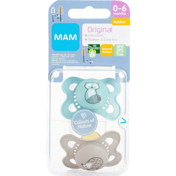 MAM Sut Original 0-6M Nature Teat Blue (2 stk)