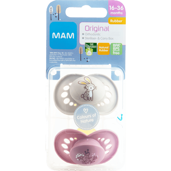 MAM Sut Original 16-36M Naturgummi Teat Pink (2 stk)