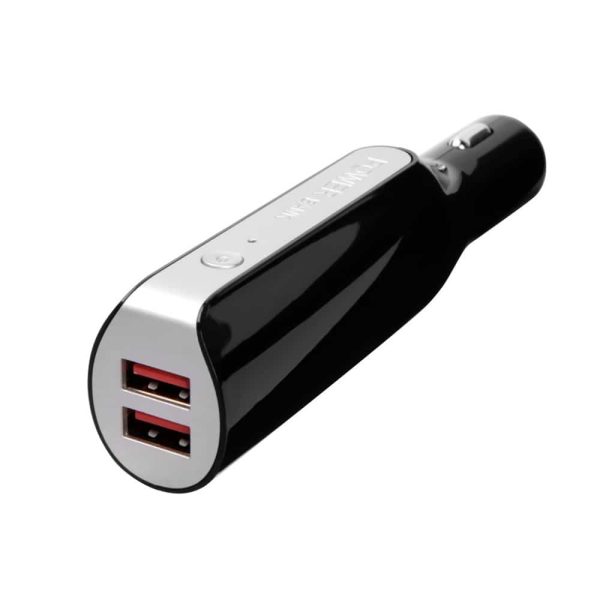 PowerBank Ekstra Batteri med Dobbelt USB til Bilen - Sort/Sølv