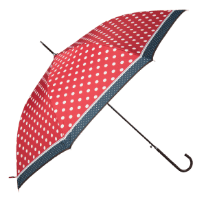 Rød paraply med prikker elegant og stilsikker – Julie