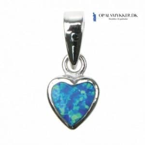 Blå Opal Hjerte – Opal smykke vedhæng med blå opal sten, 925 Sterling sølv & rhodium belægning