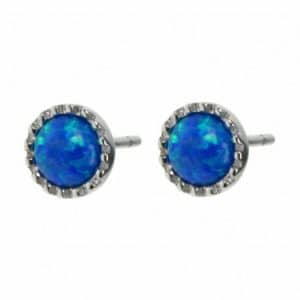 Cirkel – Opal øreringe med blå opal sten, 925 Sterling sølv og rhodium belægning