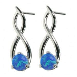 Twister – Opal øreringe med blå opal sten, 925 Sterling sølv og rhodium belægning