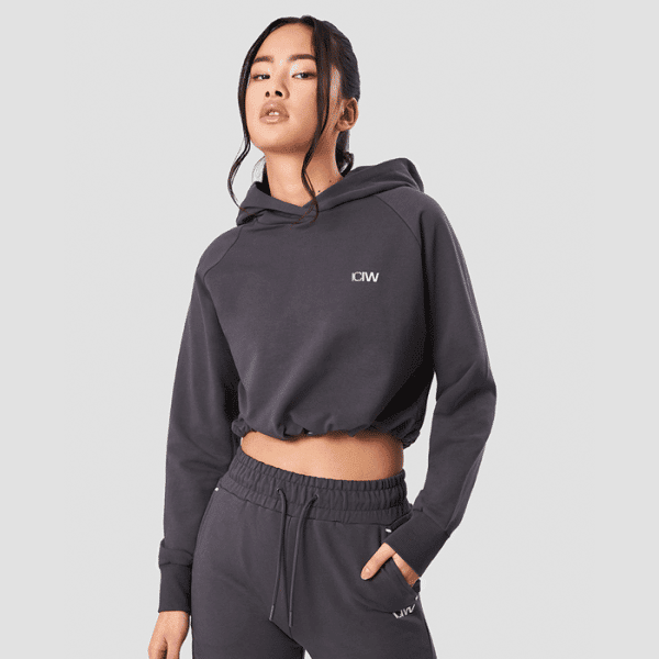 Adjustable Cropped Hoodie, Graphite