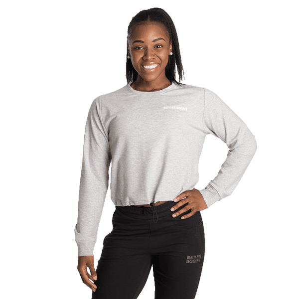 Empire Cropped Crew, Light Grey Melange