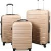 Kufferter - Sæt med 3 stk. - Eksklusivt hardcase kuffertsæt udsalg - Guldfarvet med striber