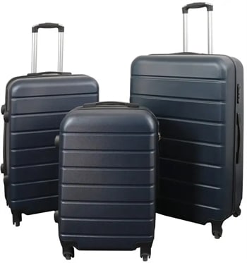 Kuffertsæt - 3 Stk. - Eksklusivt hardcase billig kufferter - Mørkeblåt med striber