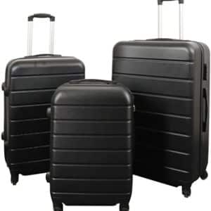 Kuffertsæt – 3 Stk. – Eksklusivt hardcase billige kufferter – Sort med striber