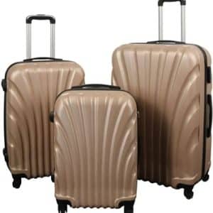 Kuffertsæt – 3 Stk. – Praktisk hardcase billige kufferter – Musling guld