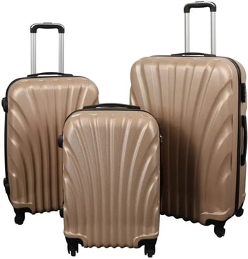Kuffertsæt - 3 Stk. - Praktisk hardcase billige kufferter - Musling guld