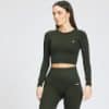 MP Women's Shape Seamless Long Sleeve Crop Top - Vine Leaf - L