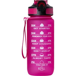 Beauty Rebels Motivational Water Bottle 600 ml Hot Pink
