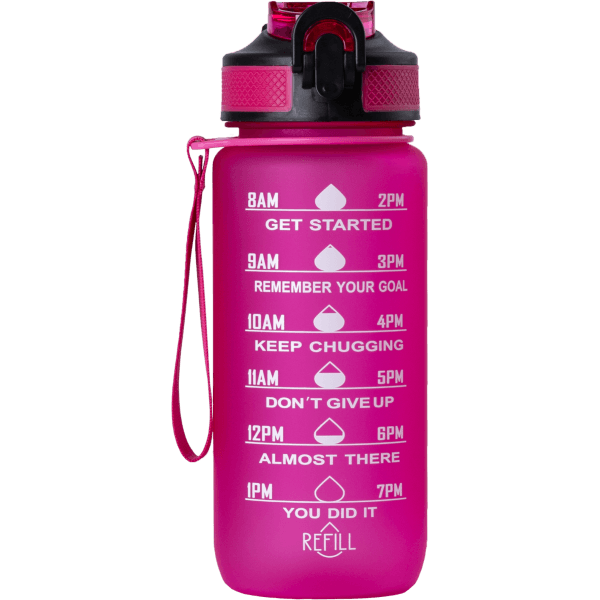 Beauty Rebels Motivational Water Bottle 600 ml Hot Pink