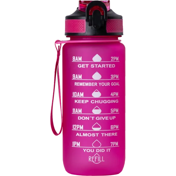 Beauty Rebels Motivational Water Bottle 600 ml Hot Pink