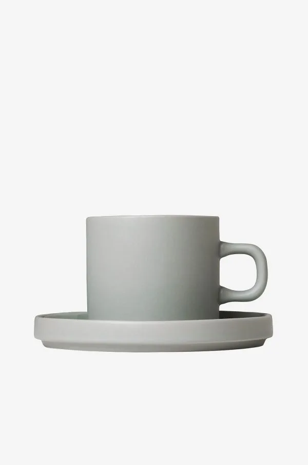 Blomus - Kaffekop med underkop. Sæt med 2. Pilar 200ml - Grå - Kopper & krus - - Homeroom