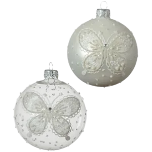 Decoris Glas Julekugle m. Sommerfugl