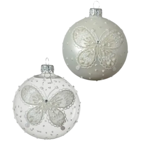 Decoris Glas Julekugle m. Sommerfugl