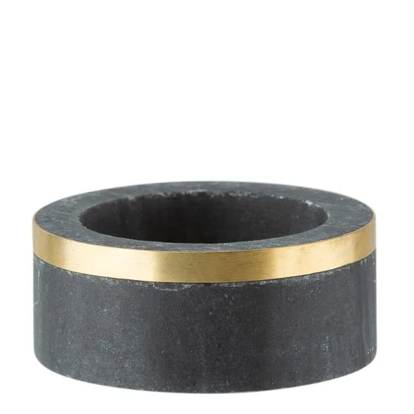 SINNERUP Athene marmor lysestage (SORT, ONE)
