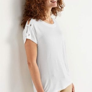Jerseytop med dekoration på skulderen Coline
