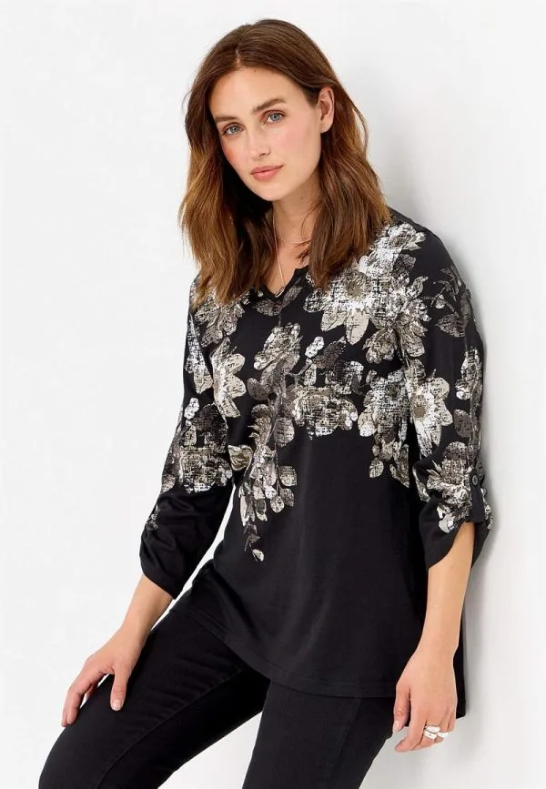 Mønstret jerseytop Flora