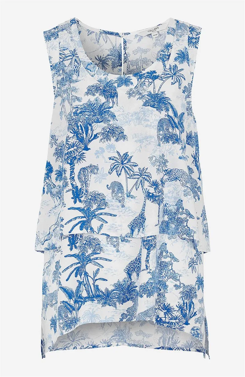 Mønstret, to-i-en bluse Odette