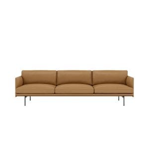 Muuto Outline Sofa – 3.5pers. – Cognac Refine Læder – Sort Stel – DEMO.