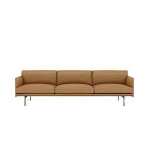 Muuto Outline Sofa – 3.5pers. – Cognac Refine Læder – Sort Stel – DEMO.