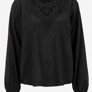 Satinbluse med broderi